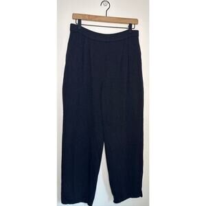 St. John Basics Santana Pleated Pull on Knit Trouser Style Pants in Black, Sz 12